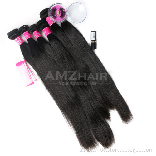 Amzhair Cheap Price Straight Peruvian Human Cuticle Aligned Remy Hair 3 4 Bundles Double Weft Human Hair Extension Vendor